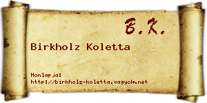 Birkholz Koletta névjegykártya